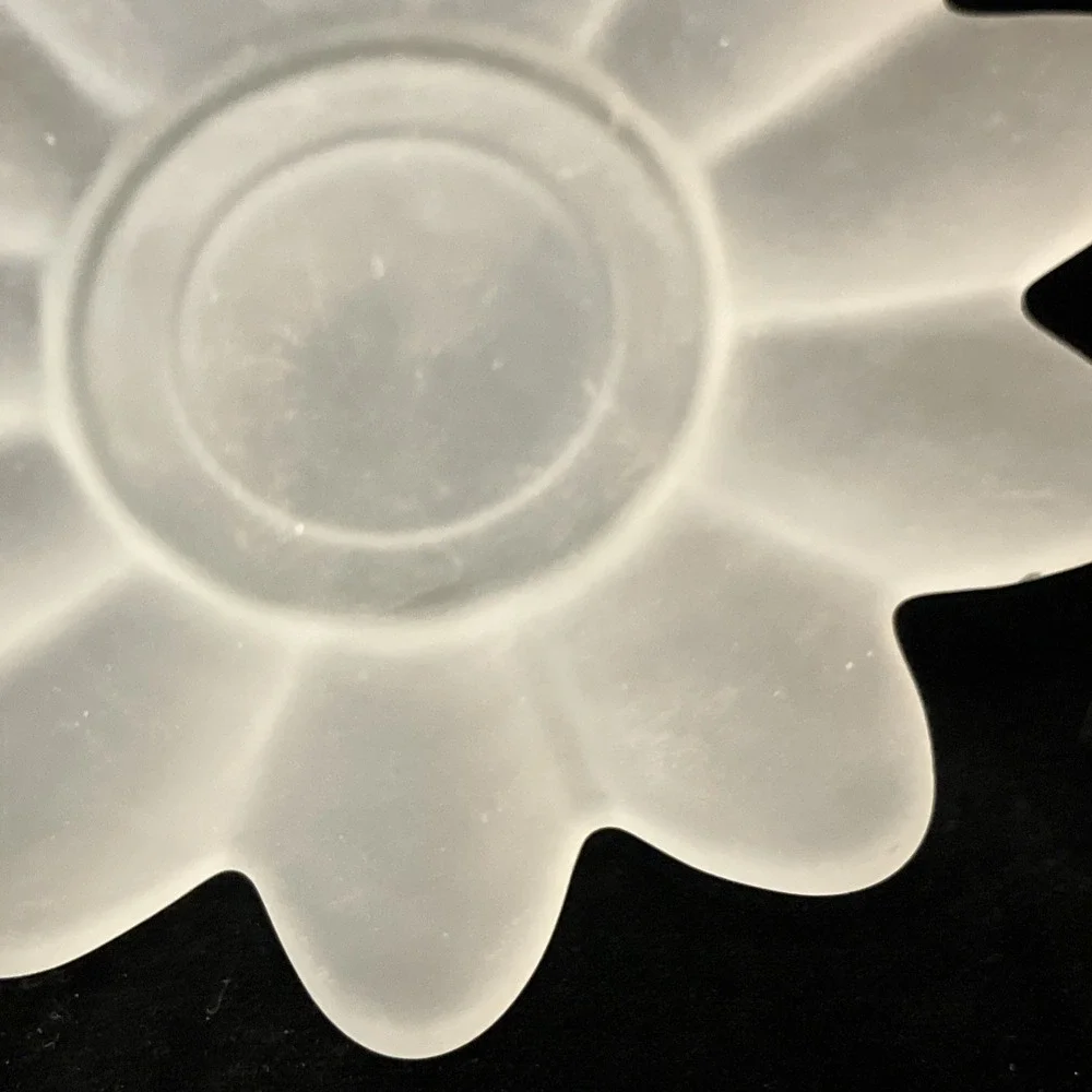 Celestial Ball Indiana Glass Pillar Holder Satin Frost EAPG Sunburst Pattern